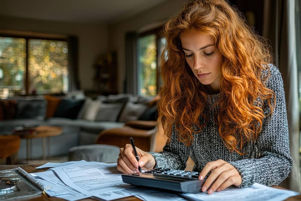 Femme calculant les factures Finances de la maison
